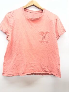 Volcom Coral Pink Crop Tee‎ with Pocket Peace sign and Back Graphic